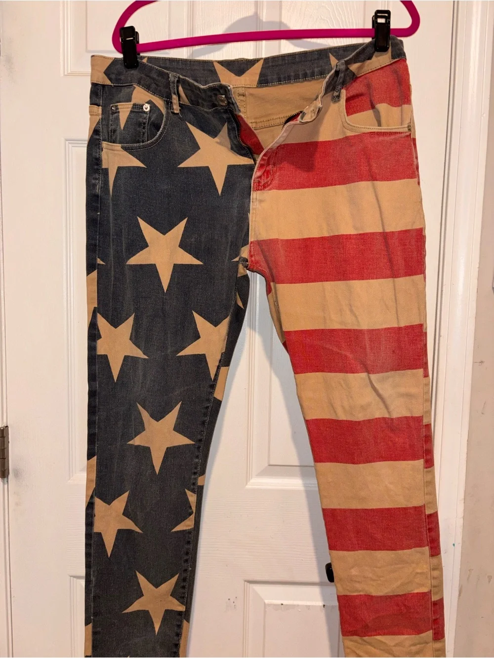 Women Americana Flag Print Jeans - Red & Blue